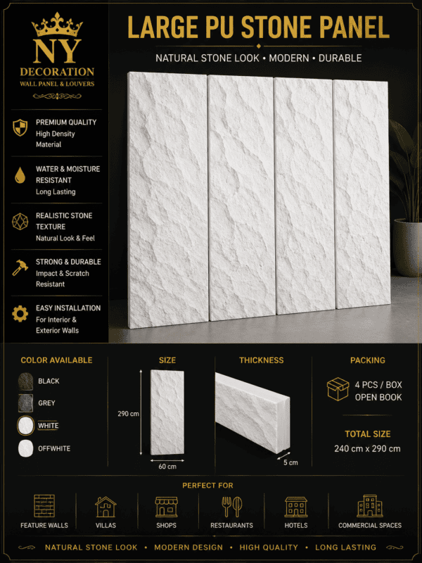 Pu stone 60x290cm white Code:01