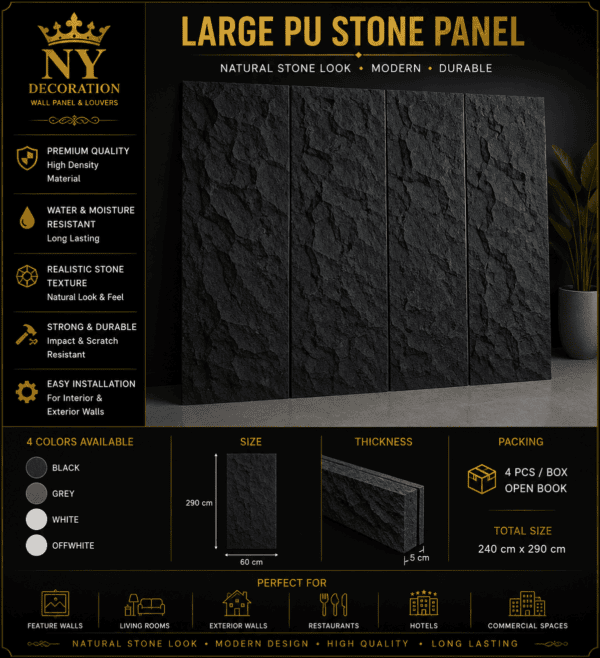 Pu stone Black 60x290cm Black code: 06