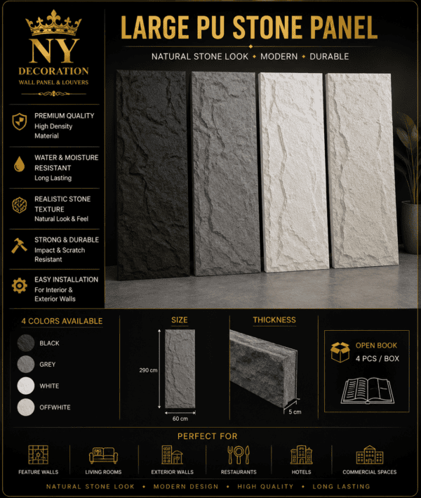Pu stone Black 60x290cm Black code: 06