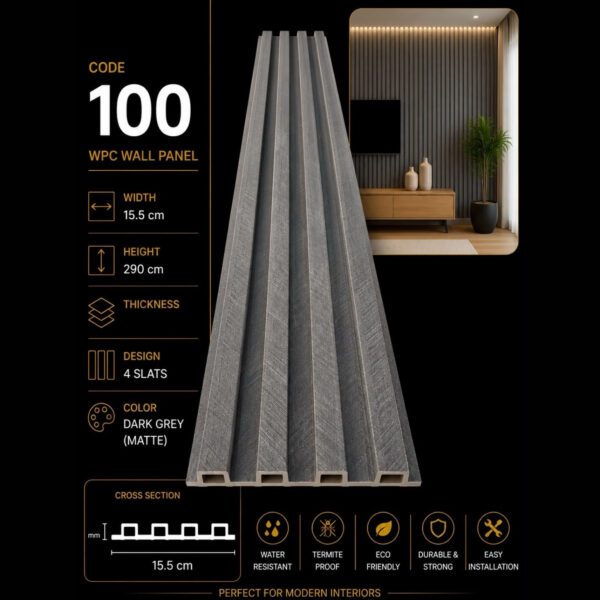 WPC Panels 100 – Dark Grey (Matte)