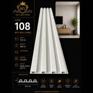 WPC Panels 108 – Pearl White (Matte)