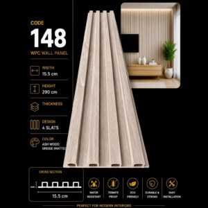 WPC Panels 148 – Ash Wood Greige (Matte)
