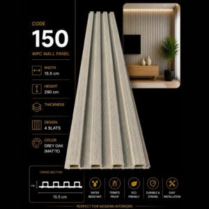 WPC Panels 150 – Grey Oak (Matte)