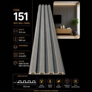 WPC Panels 151 – Dark Silver Grey (Matte)