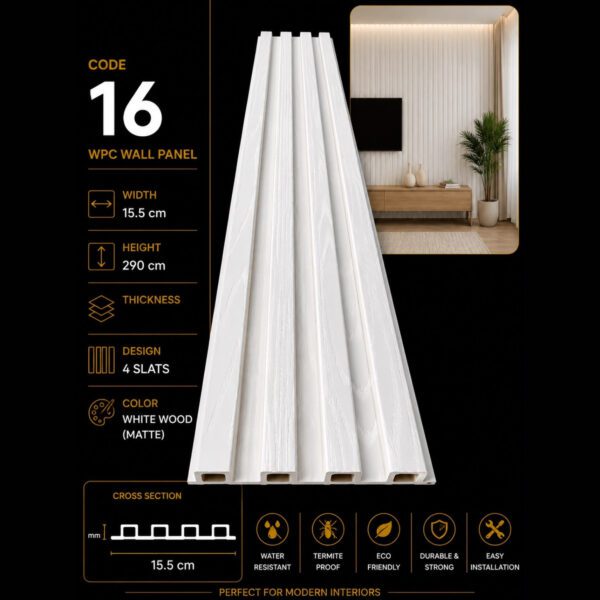 WPC Panels 16 – White Wood (Matte)