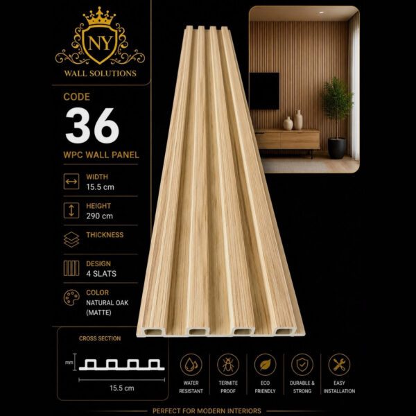 WPC Panels 36 – Natural Oak (Matte)