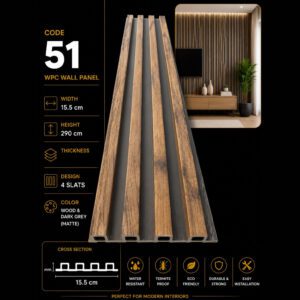 WPC Panels 51 – Wood & Dark Grey (Matte)