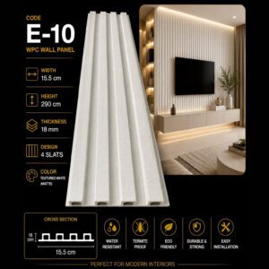 WPC Panels E-10 – Textured White (Matte)