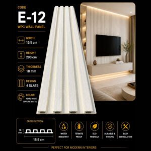 WPC Panels E-12 – Pearl White Texture (Matte)