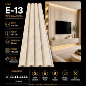 WPC Panels E-13 – Beige Stone Texture (Matte)