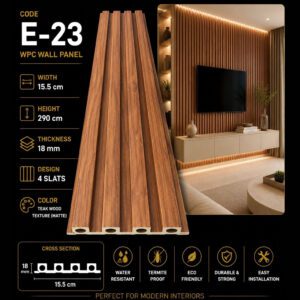 WPC Panels E-23 – Teak Wood Texture (Matte)
