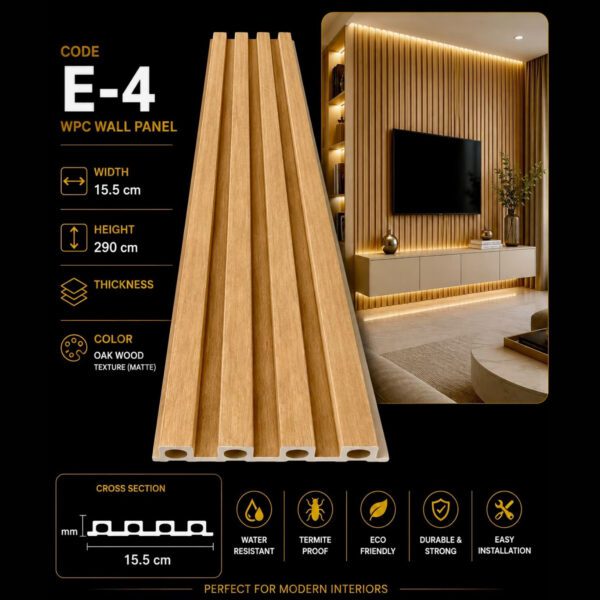 WPC Panels E-4 – Oak Wood Texture (Matte)