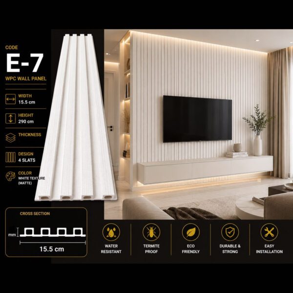 WPC Panels E-7 – White Texture (Matte)