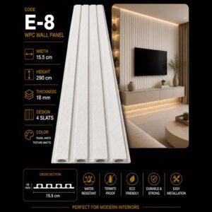WPC Panels E-8 – Pearl White Texture (Matte)